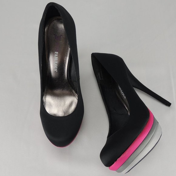 NWOB Just Fabulous Satin Platform Stiletto Heels - Picture 5 of 8